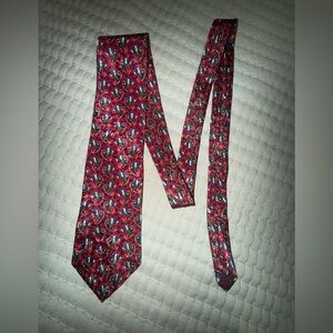 Christian Dior Red Patterned Men's Tie. 100% printed polyester. EUC